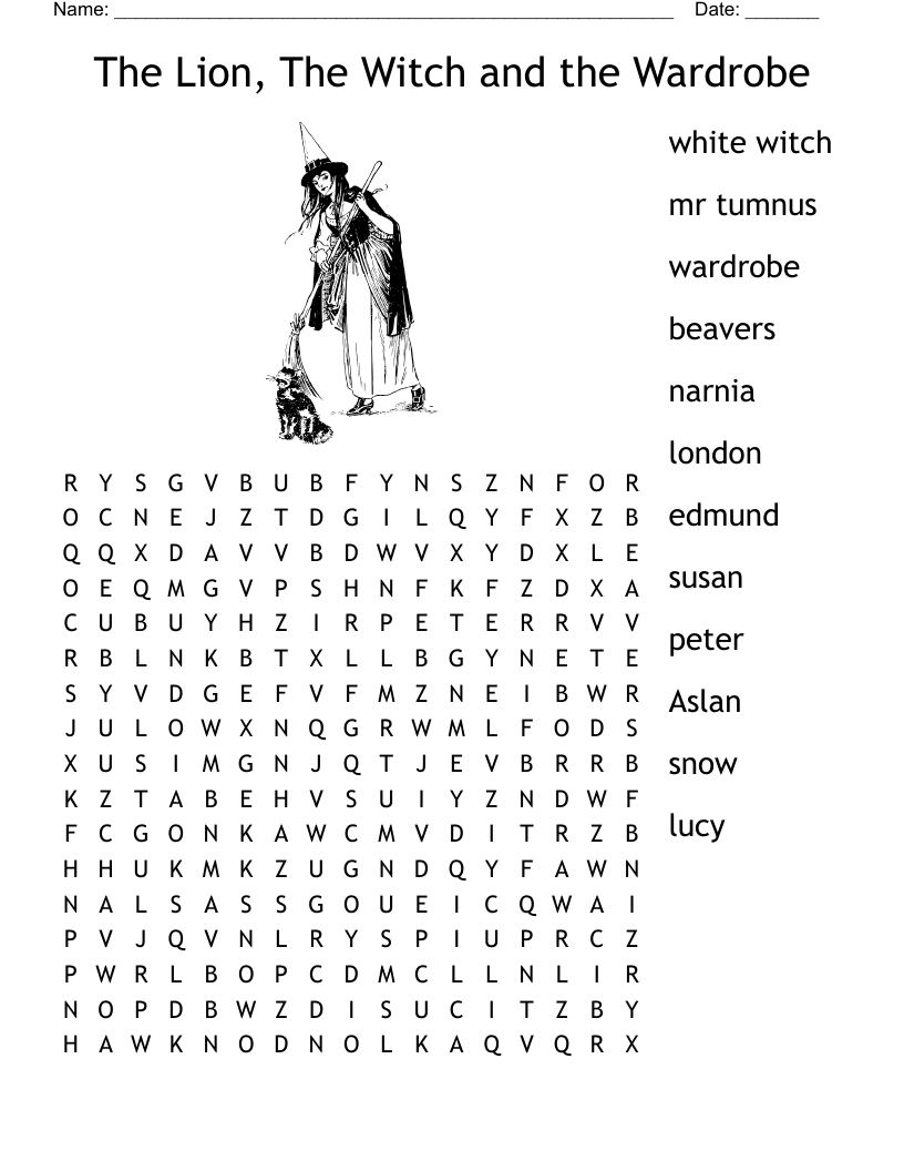 Chronicles Of Narnia Word Search WordMint