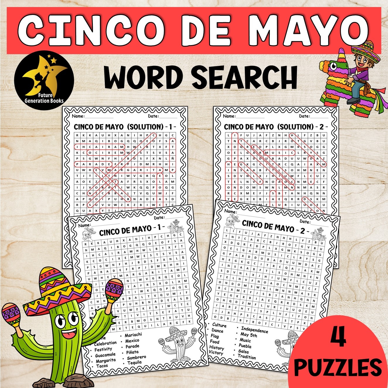 Cinco De Mayo Word Search Puzzles Games Mexican Fiesta Worksheets May Activites Made By Teachers