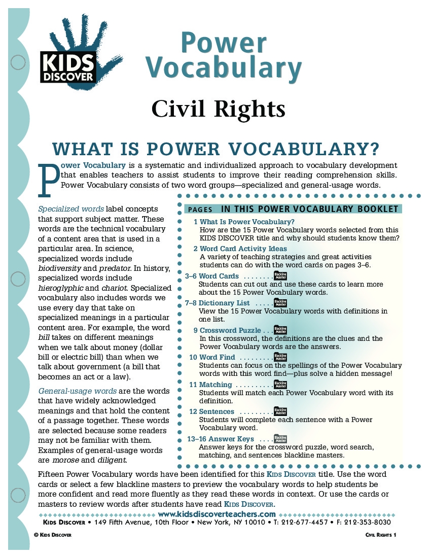 Civil Rights Kids Discover Worksheets Library