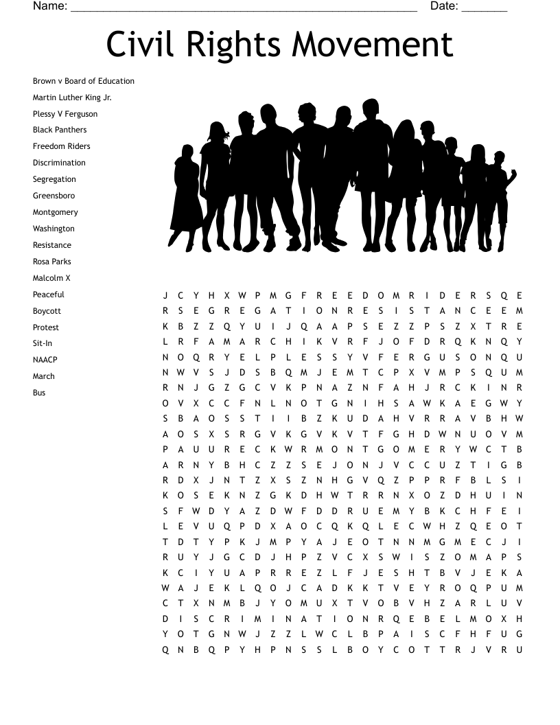 Civil Rights Movement Word Search WordMint