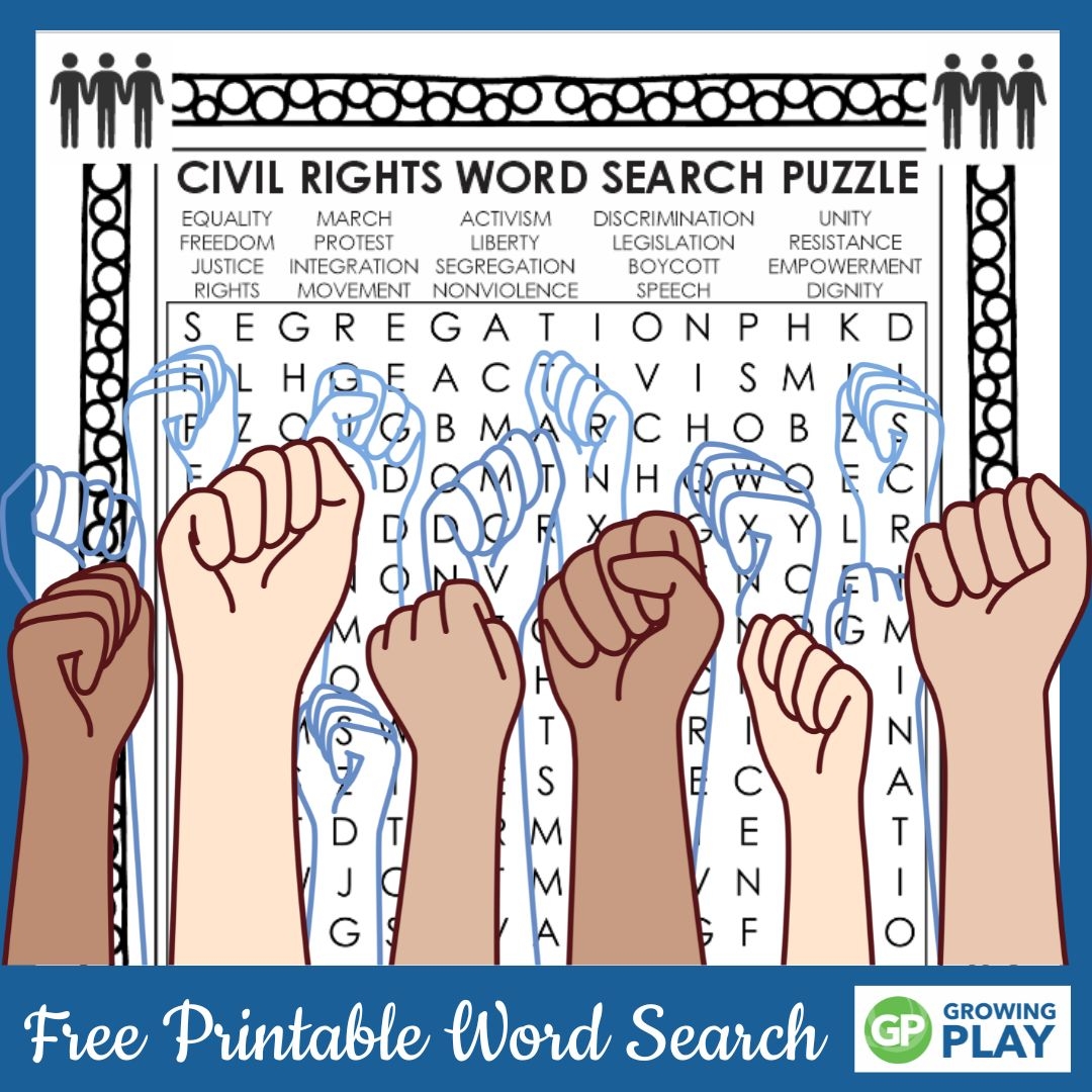 Civil Rights Word Search Free Printable Growing Play