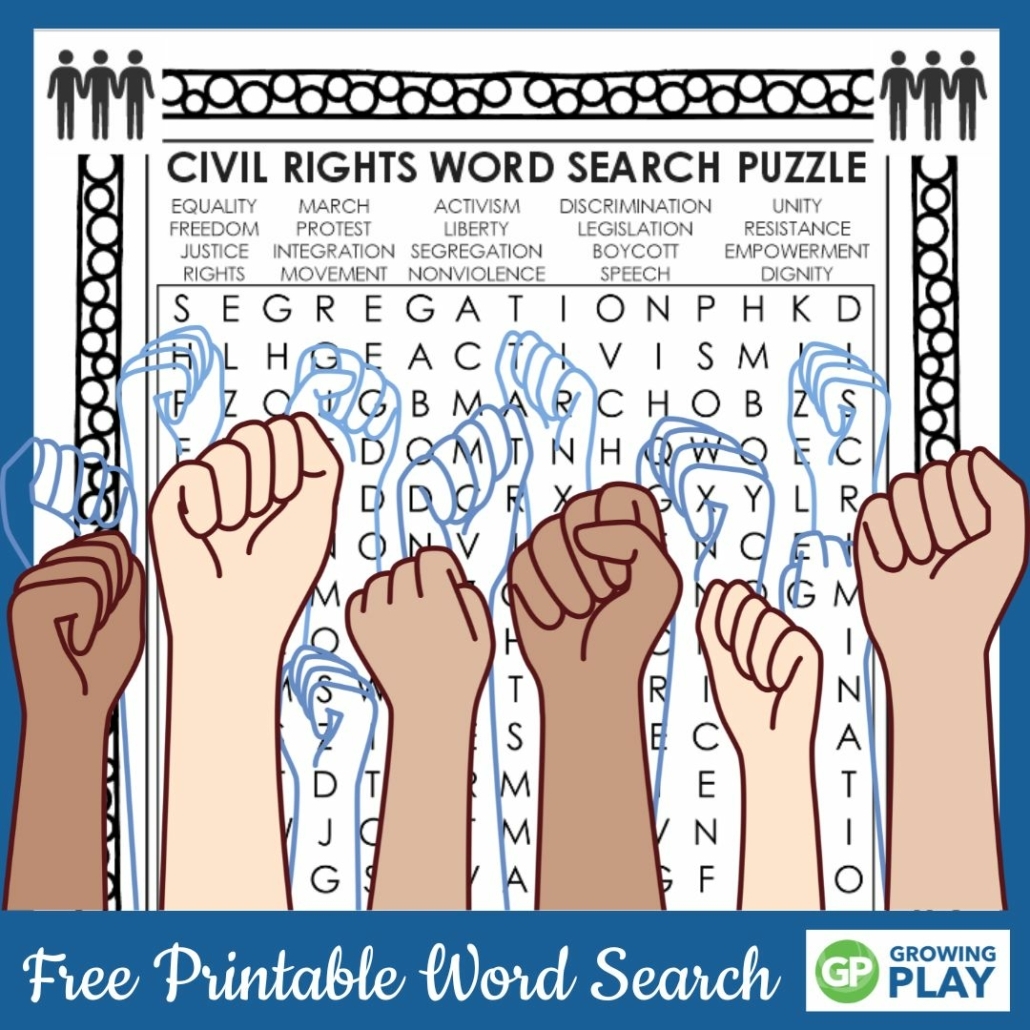 Civil Rights Word Search Free Printable Growing Play