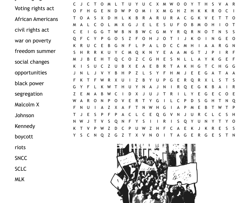 Civil Rights Word Search WordMint