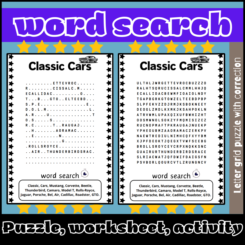Printable Car Word Search