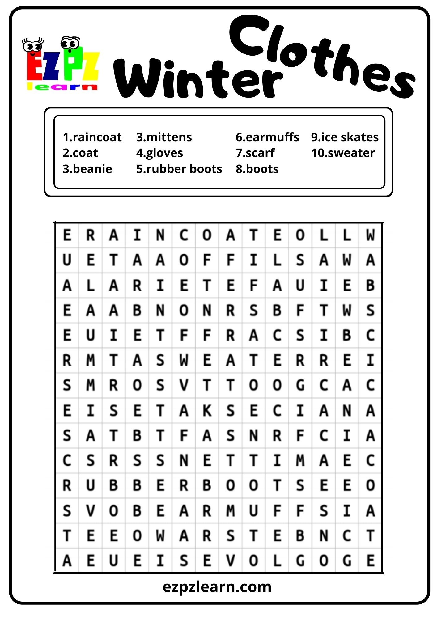 Printable Winter Word Searches