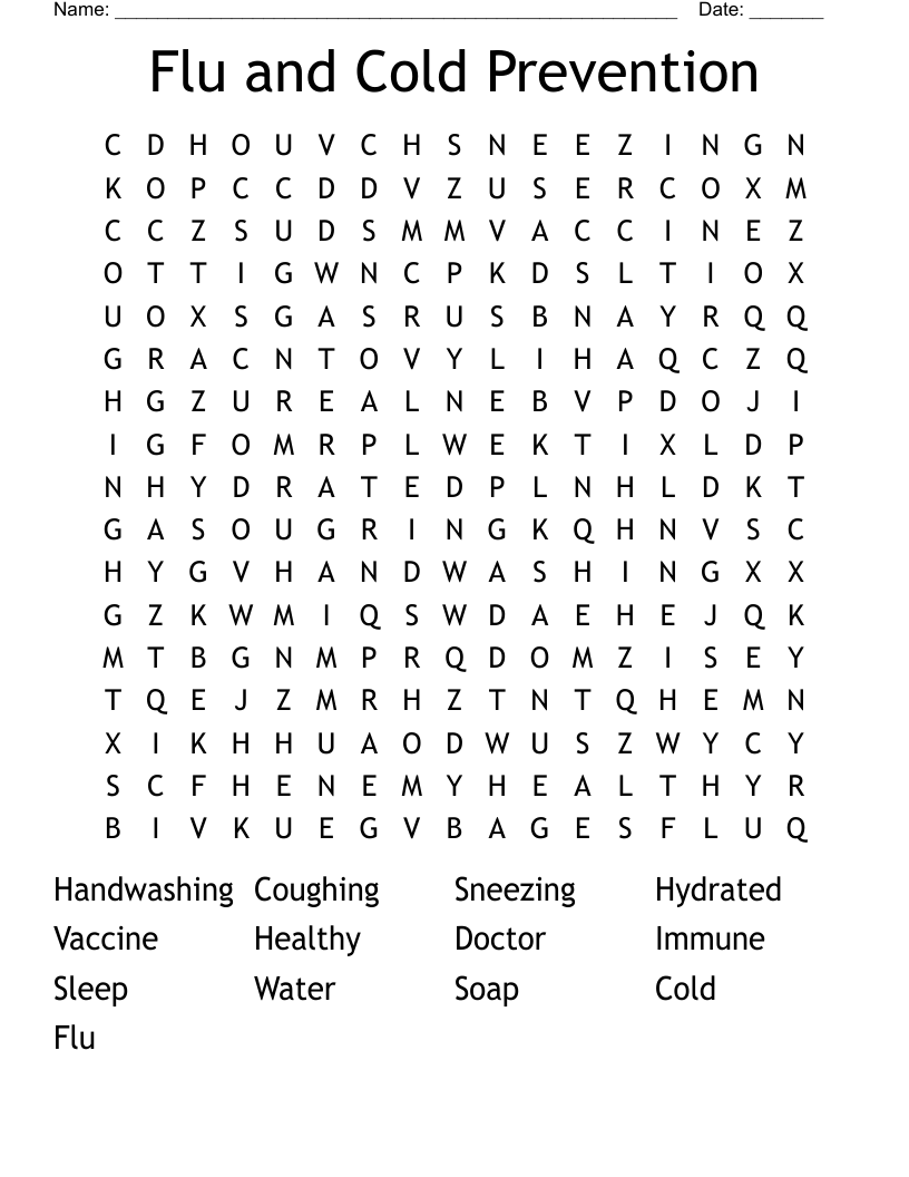 Cold And Flu Season Word Search WordMint
