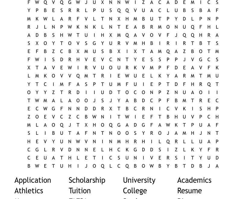College Prep Word Search WordMint