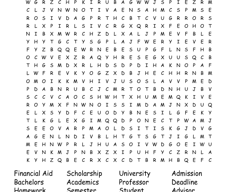 College Word Search WordMint