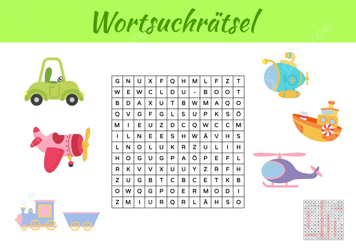 Colorful German Word Search For Kids With Answers Vector Ship Jigsaw Find PNG And Vector With Transparent Background For Free Download