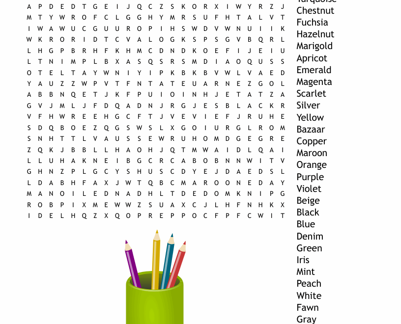 Colors Word Search WordMint