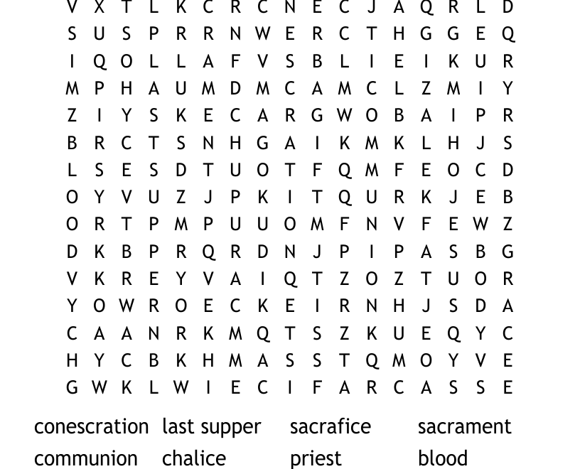 Communion Word Search WordMint