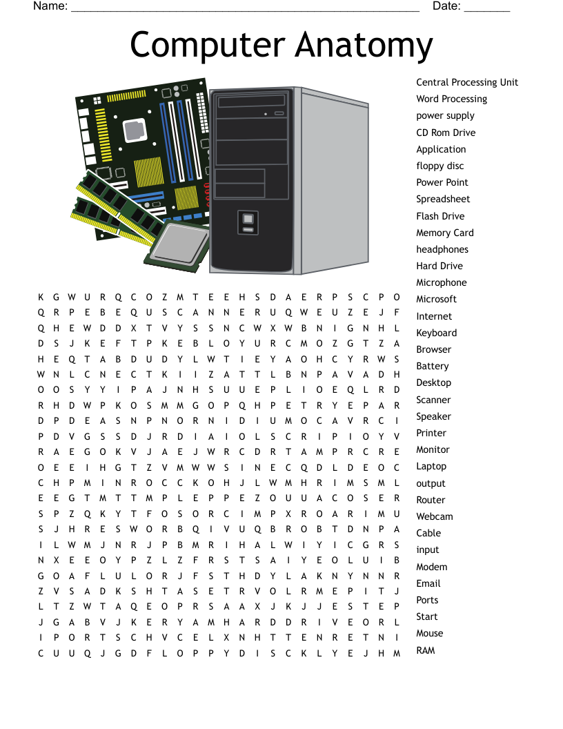 Computer Anatomy Word Search WordMint