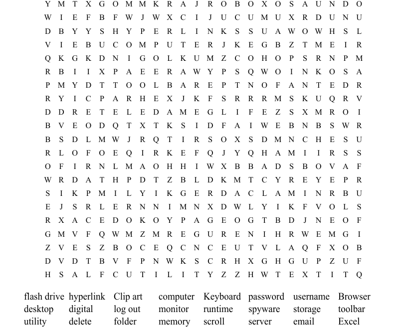 Computer Terms Word Search WordMint
