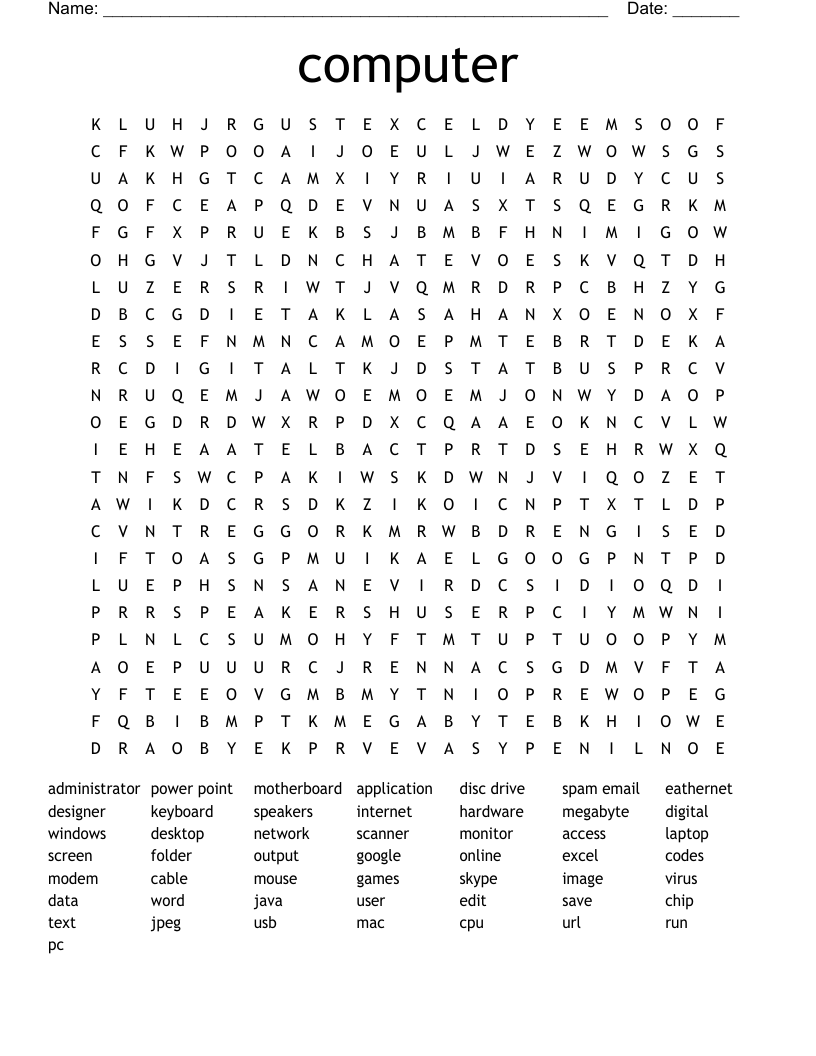 Computer Word Search WordMint