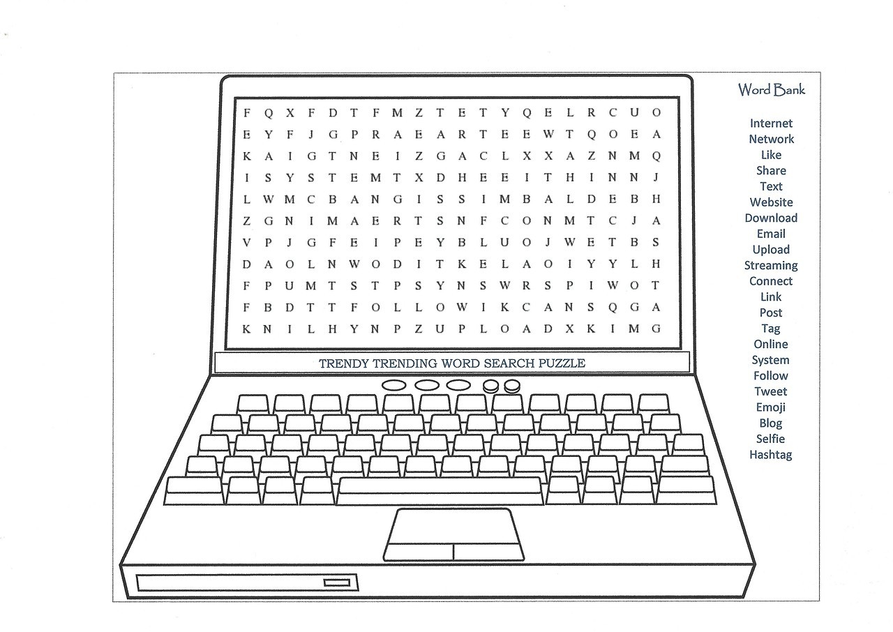 Computer Words Word Search Puzzle For Kids 