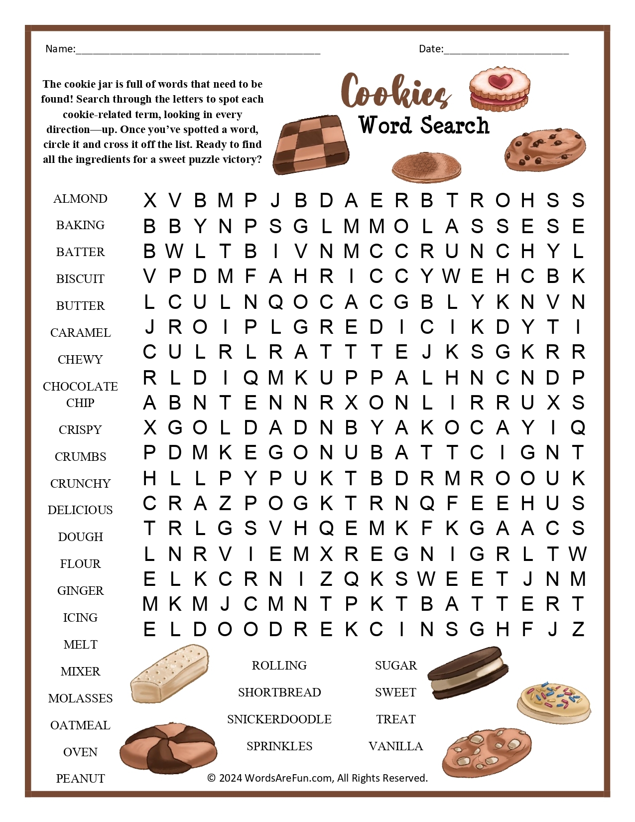 Word Search Cake Themed Printable Word Search Cake Themed Printable