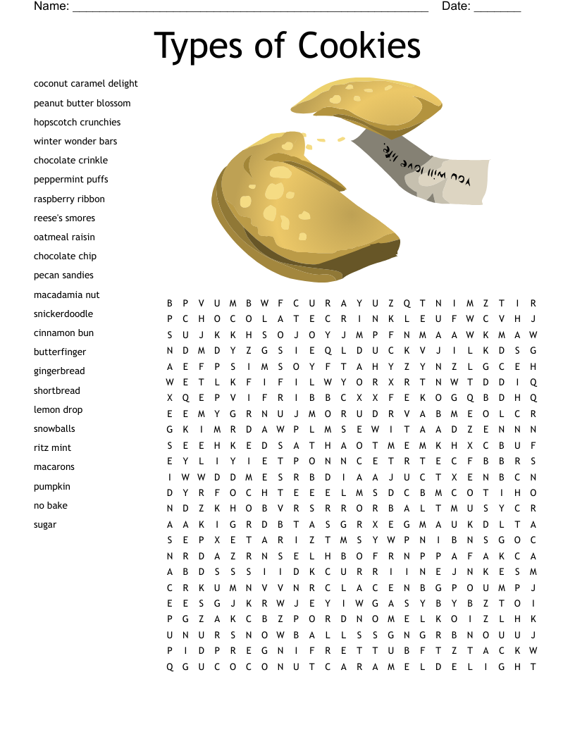 Cookies Word Search WordMint
