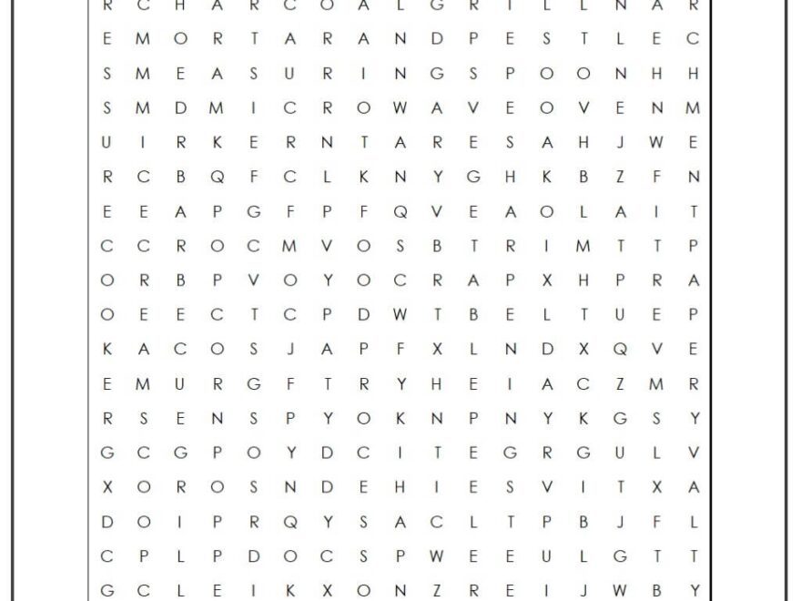 Cooking Tools Word Search Monster Word Search