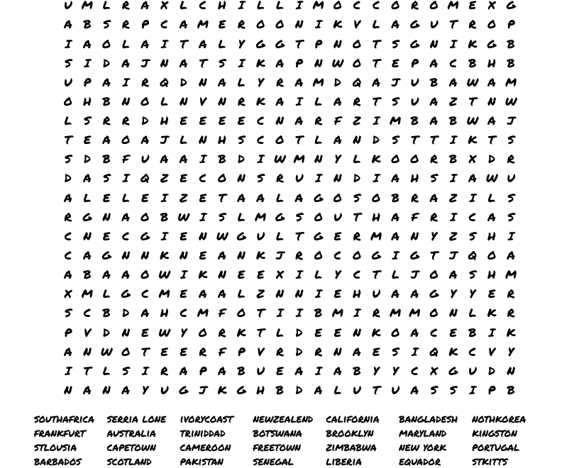 Countries Cities States And Islands Word Search WordMint