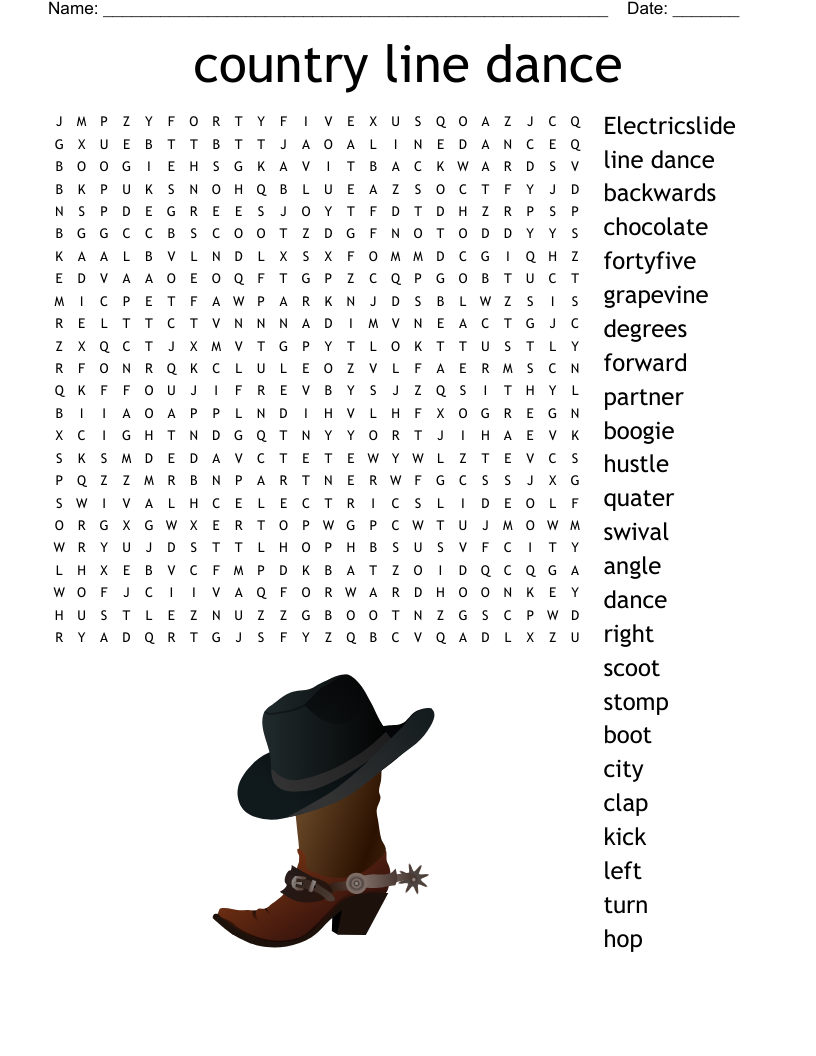 Country Line Dance Word Search WordMint