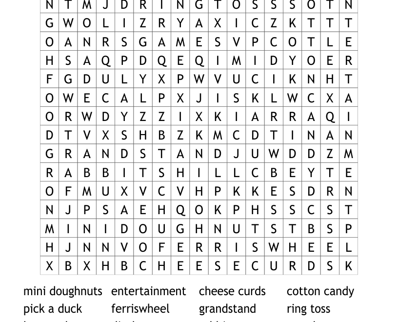 County Fair Word Search WordMint
