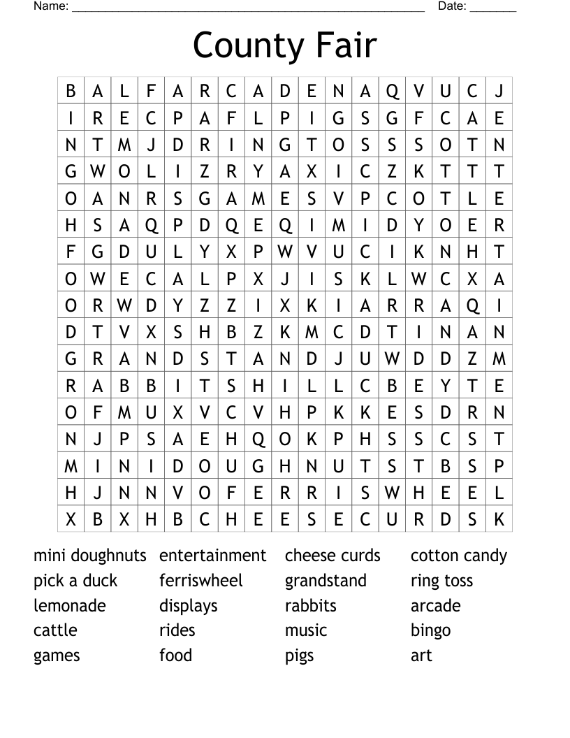 County Fair Word Search WordMint
