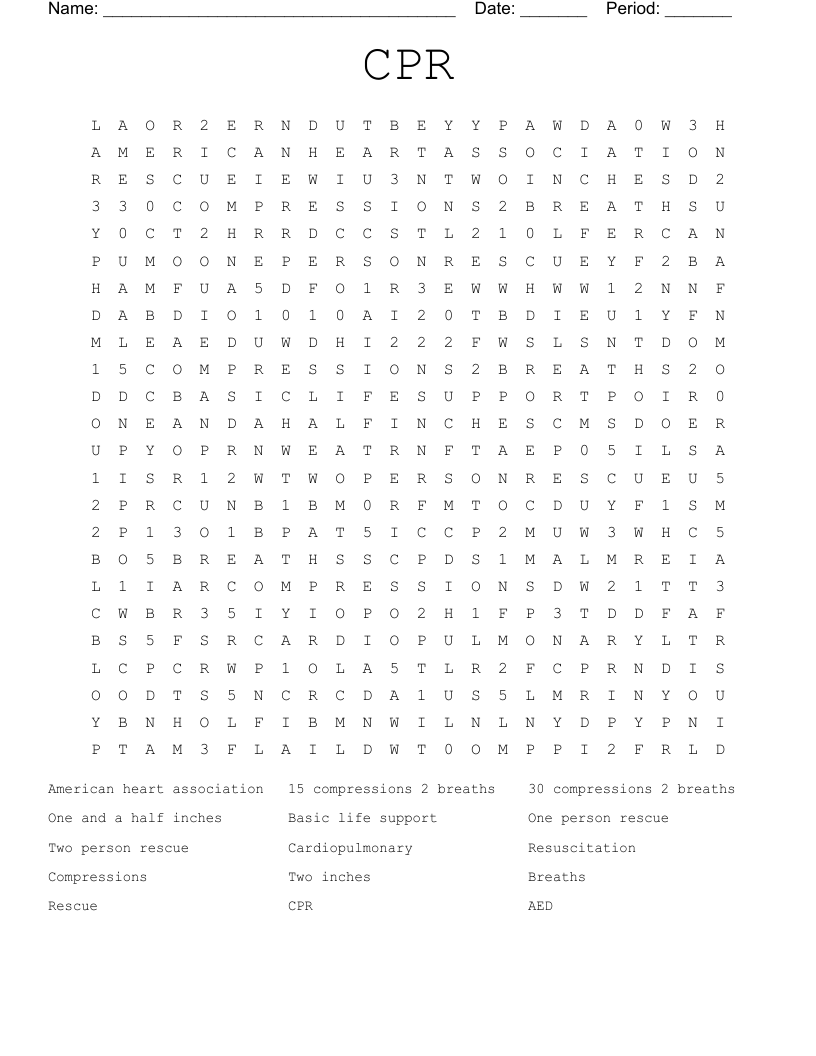 CPR Word Search WordMint