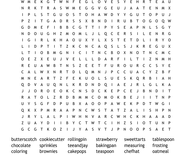 Create Bake And Decorate Word Search WordMint