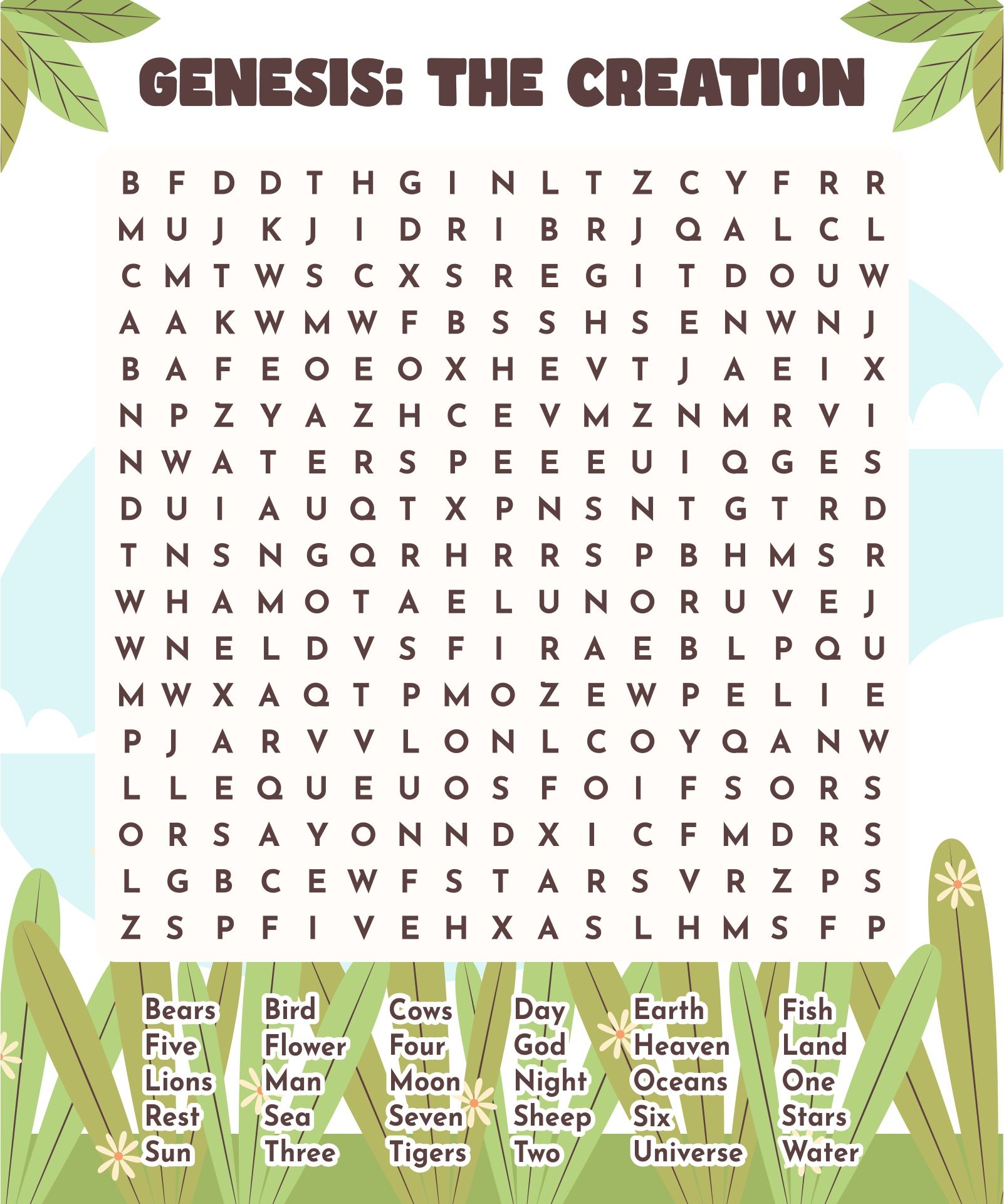 Creation Word Search 10 Free PDF Printables Printablee