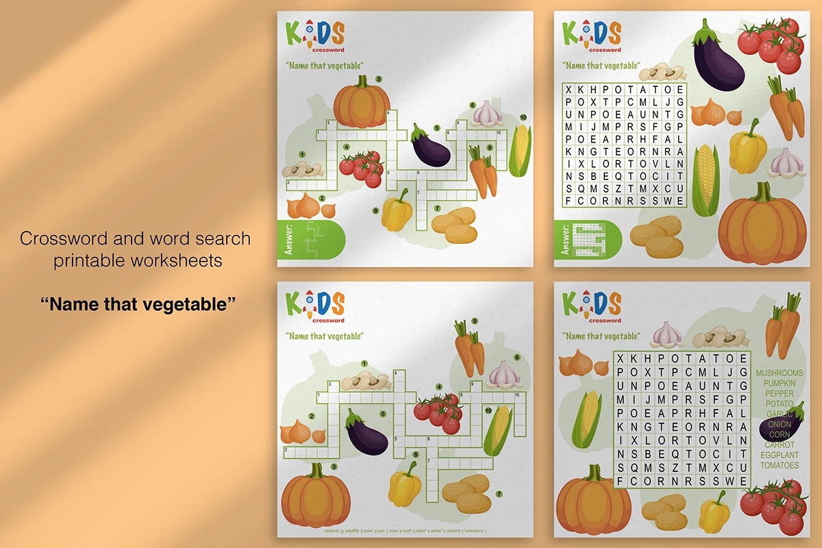Crossword And Word Search Puzzles Name That Vegetable Behance
