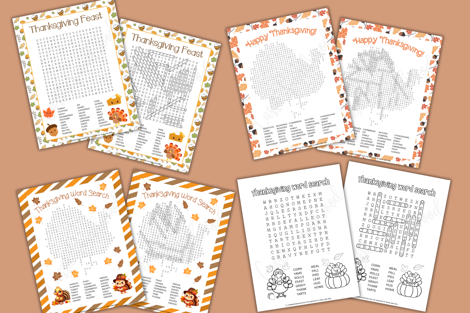 CUTE Thanksgiving Word Search Puzzles With Answers Cassie Smallwood