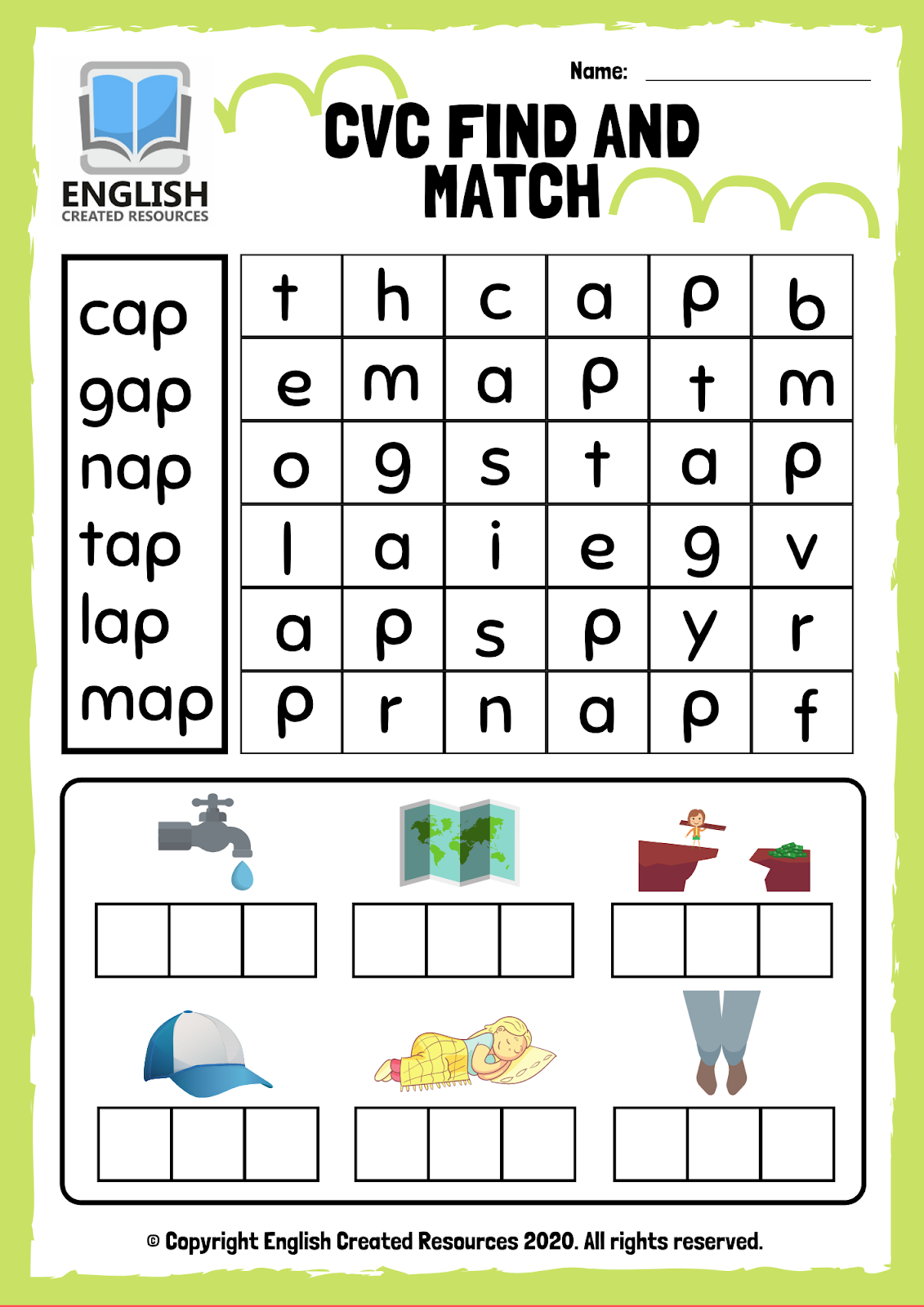 CVC Words Find And Match Worksheets English Created Resources Worksheets Library
