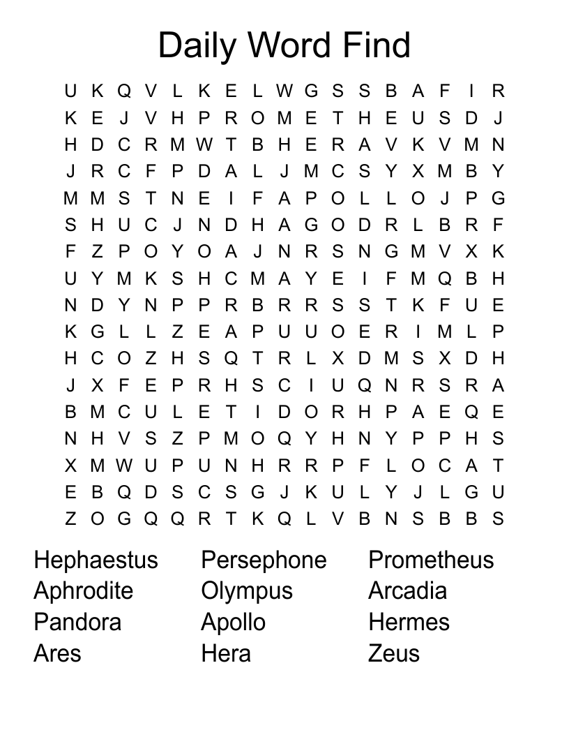 Daily Word Find Word Search WordMint