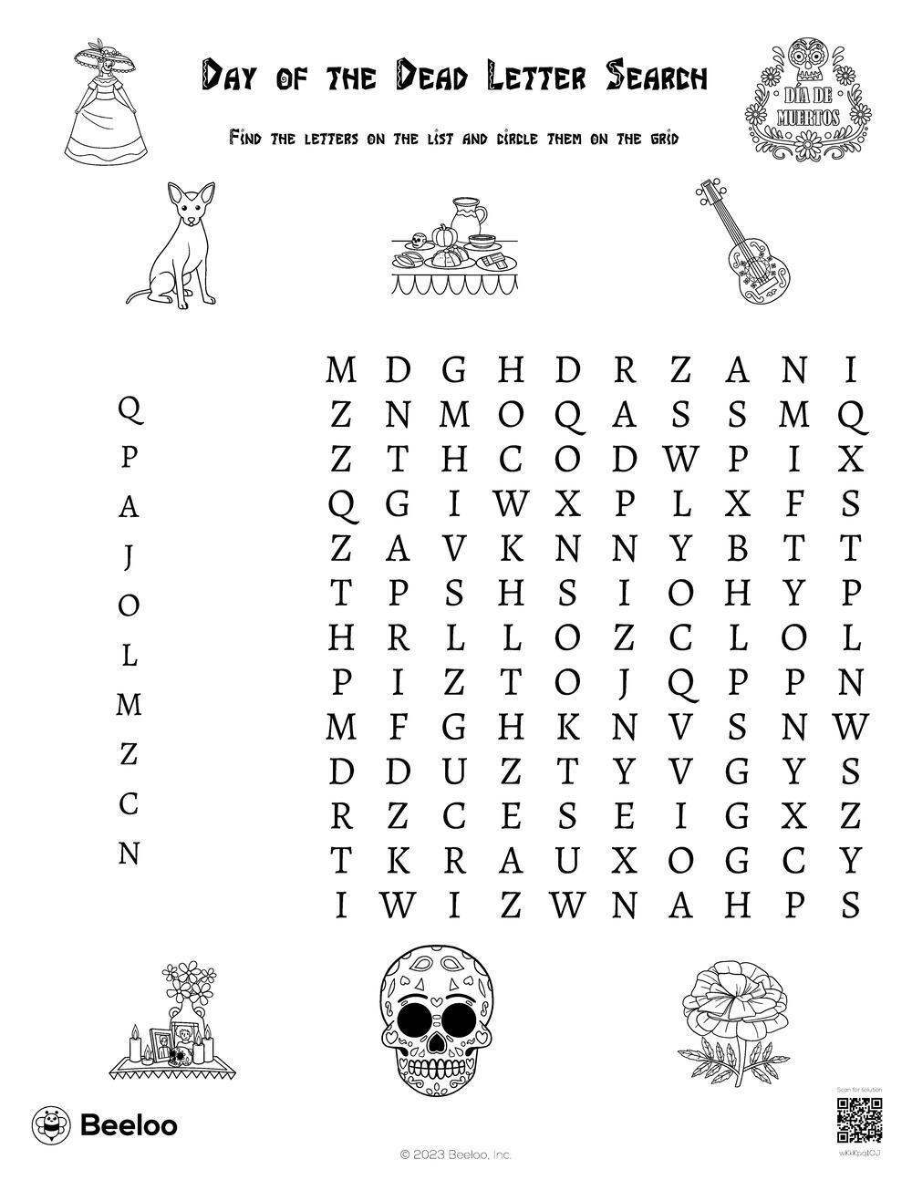 Day Of The Dead Letter Search Beeloo Printable Crafts And Activities For Kids