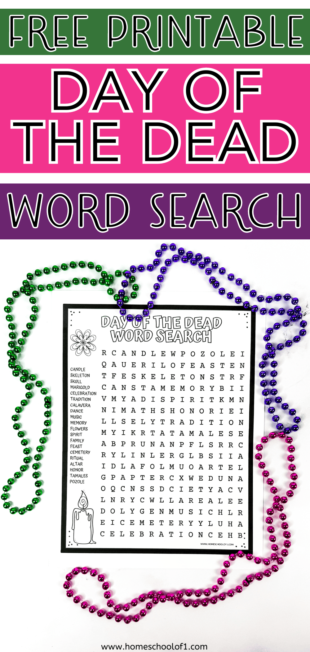 Day Of The Dead Word Search Printable