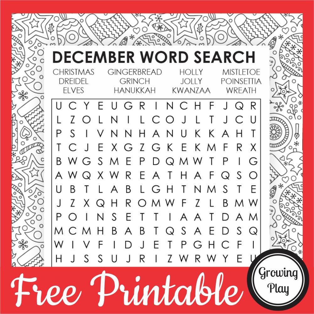 Christmas Word Search Printable Kids