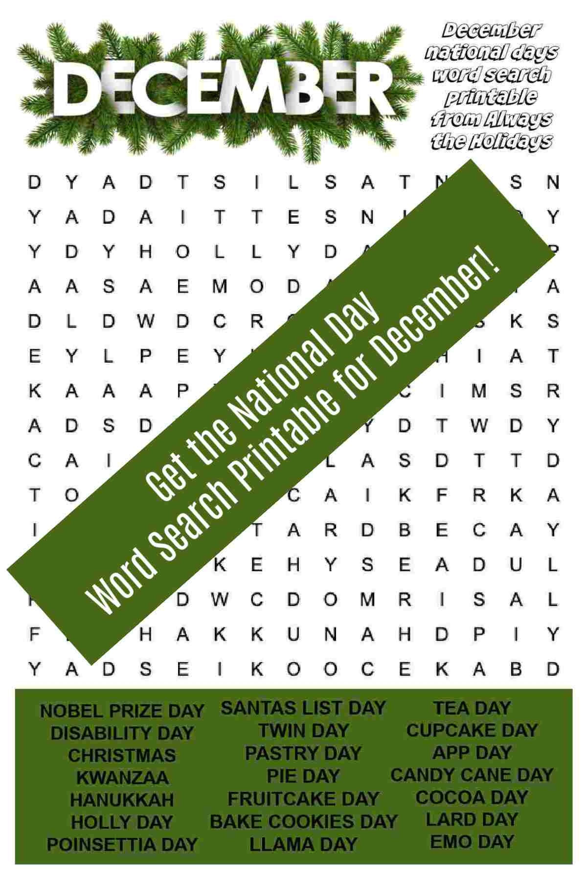 Printable Word Search Christmas Puzzle