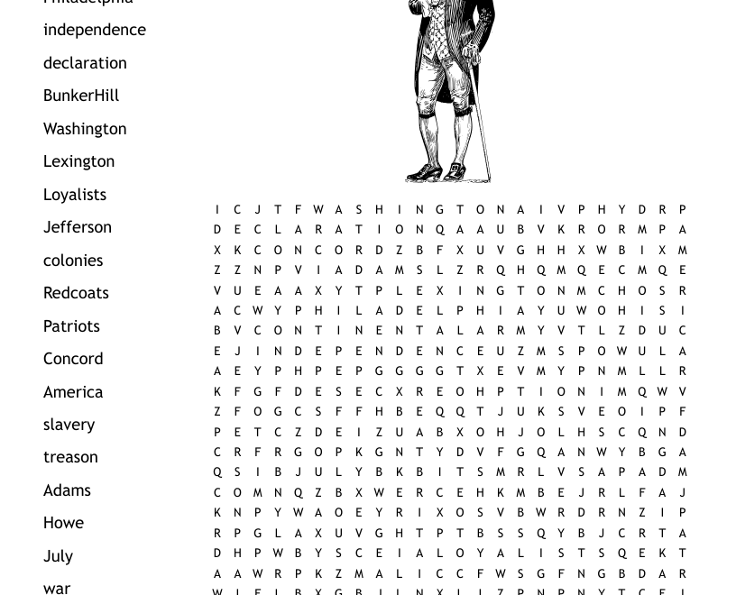 Declaration Of Independence Word Search WordMint