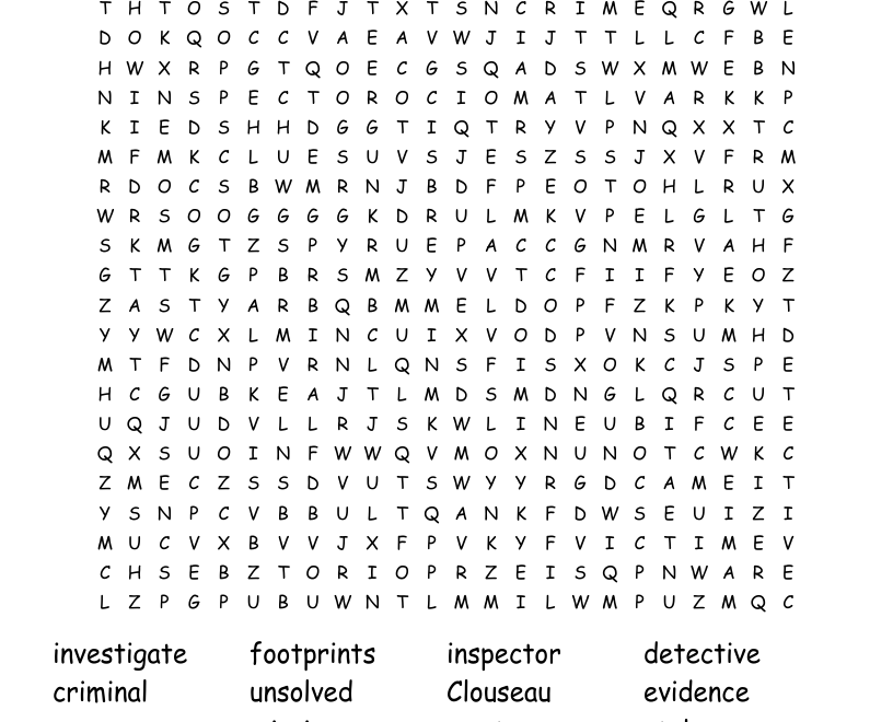 Detectives Word Search WordMint
