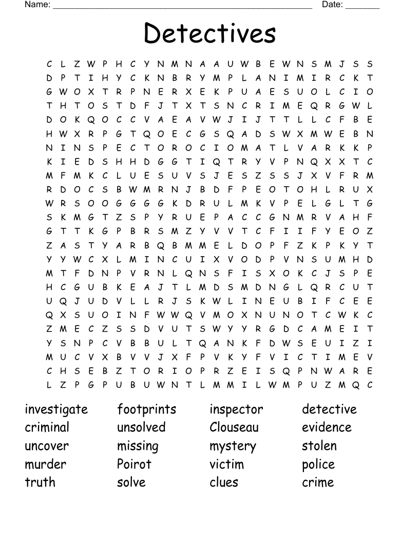 Detectives Word Search WordMint