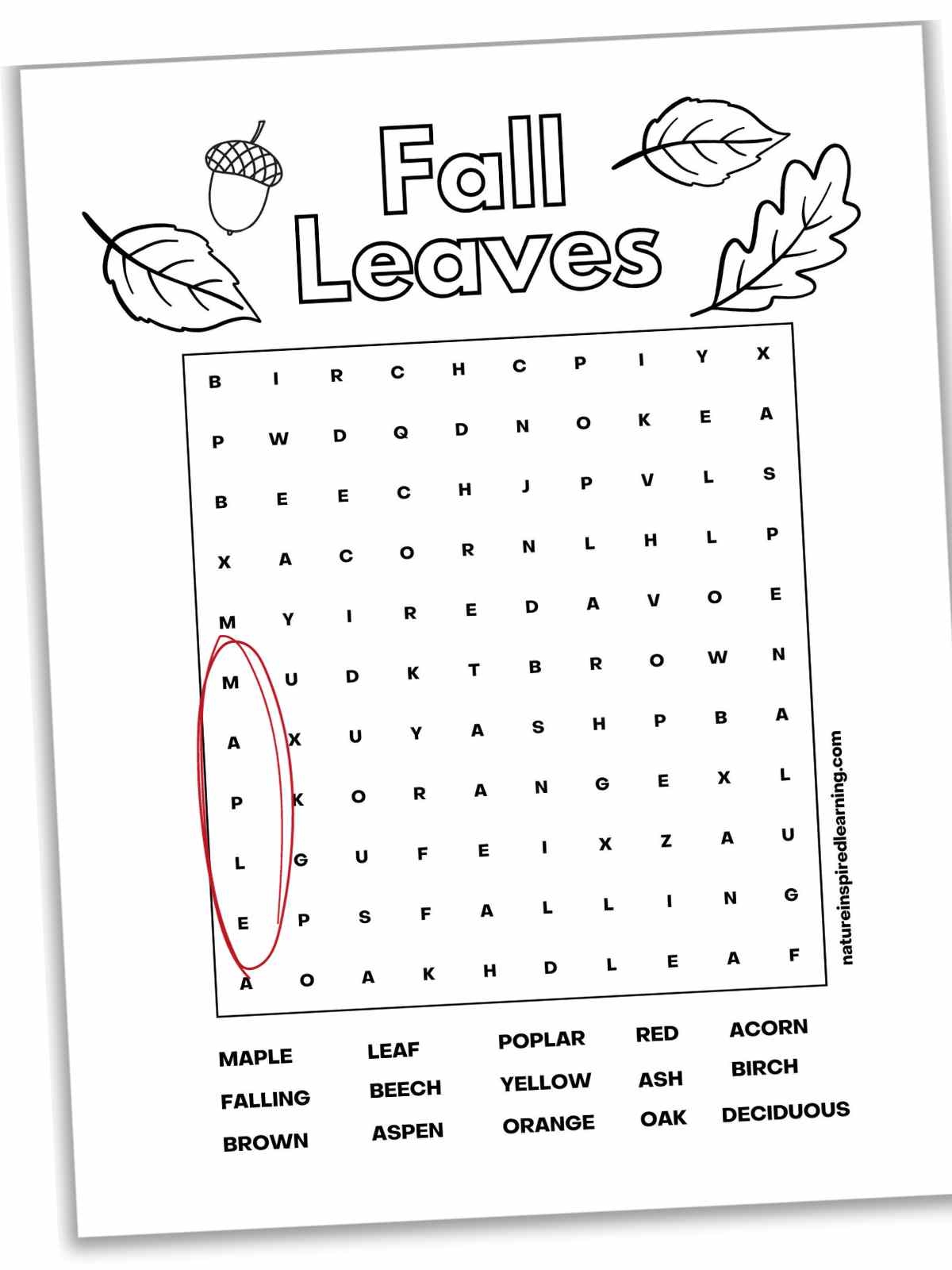 Difficult Fall Word Searches Nature Inspired Learning