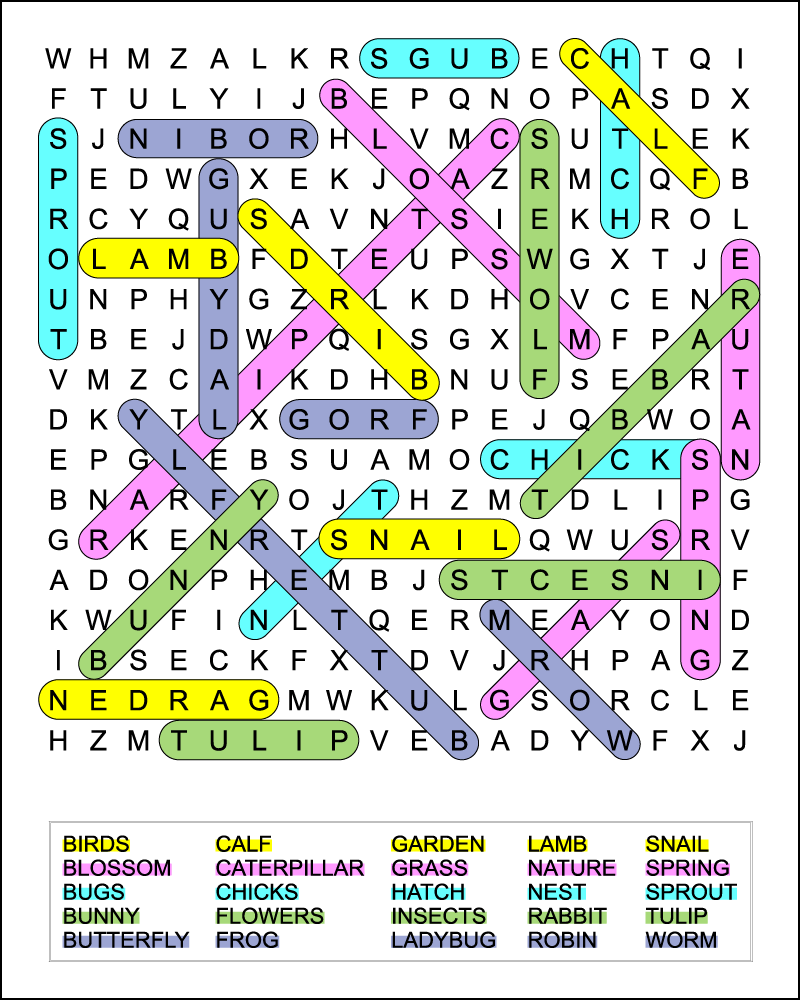 Difficult Spring Word Search Puzzle For Kids Free Printable