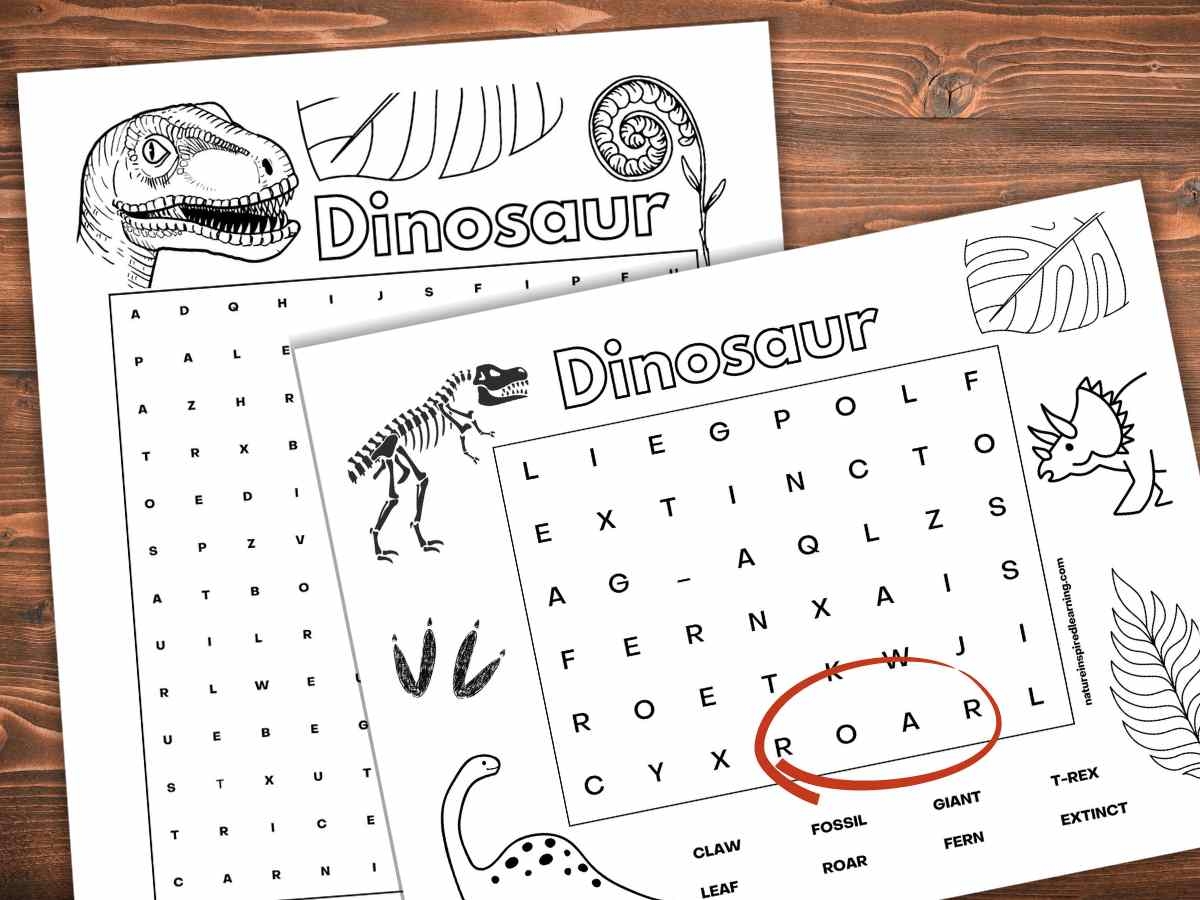 Dinosaur Word Searches Nature Inspired Learning