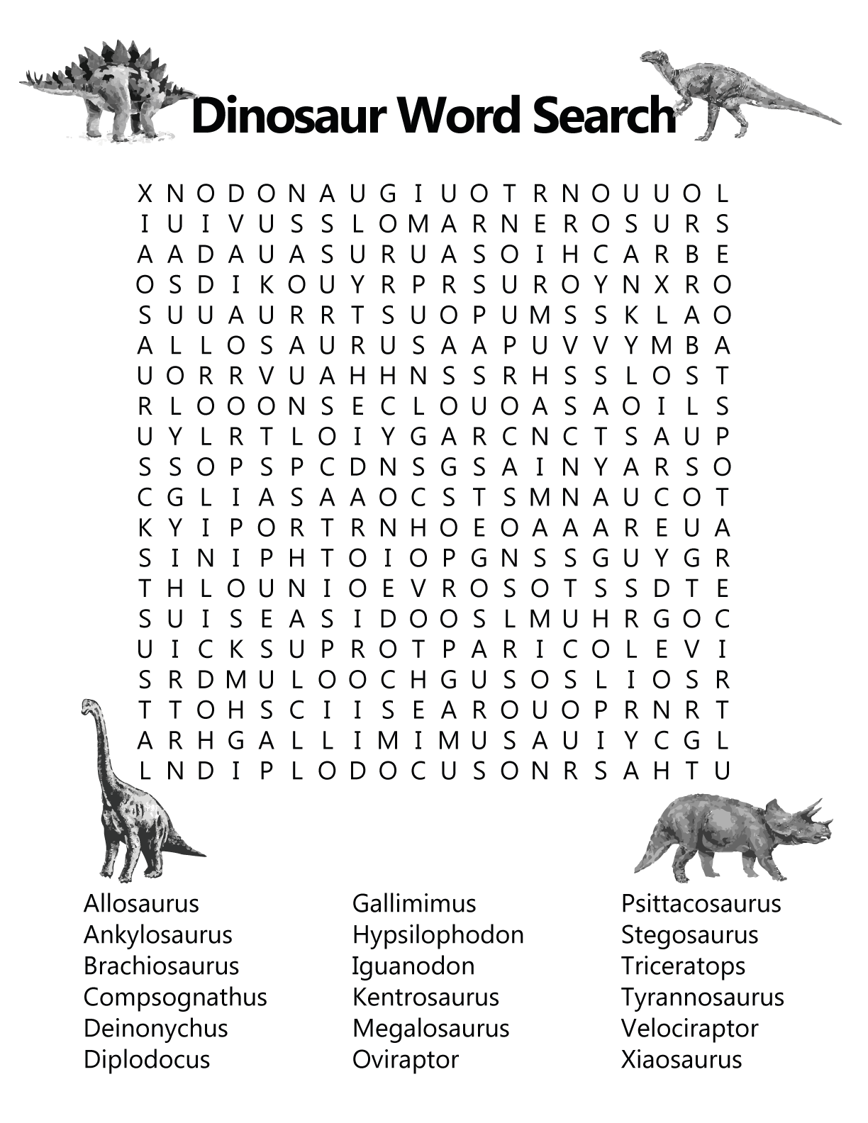 Grade 1 Fun Word Search Printable