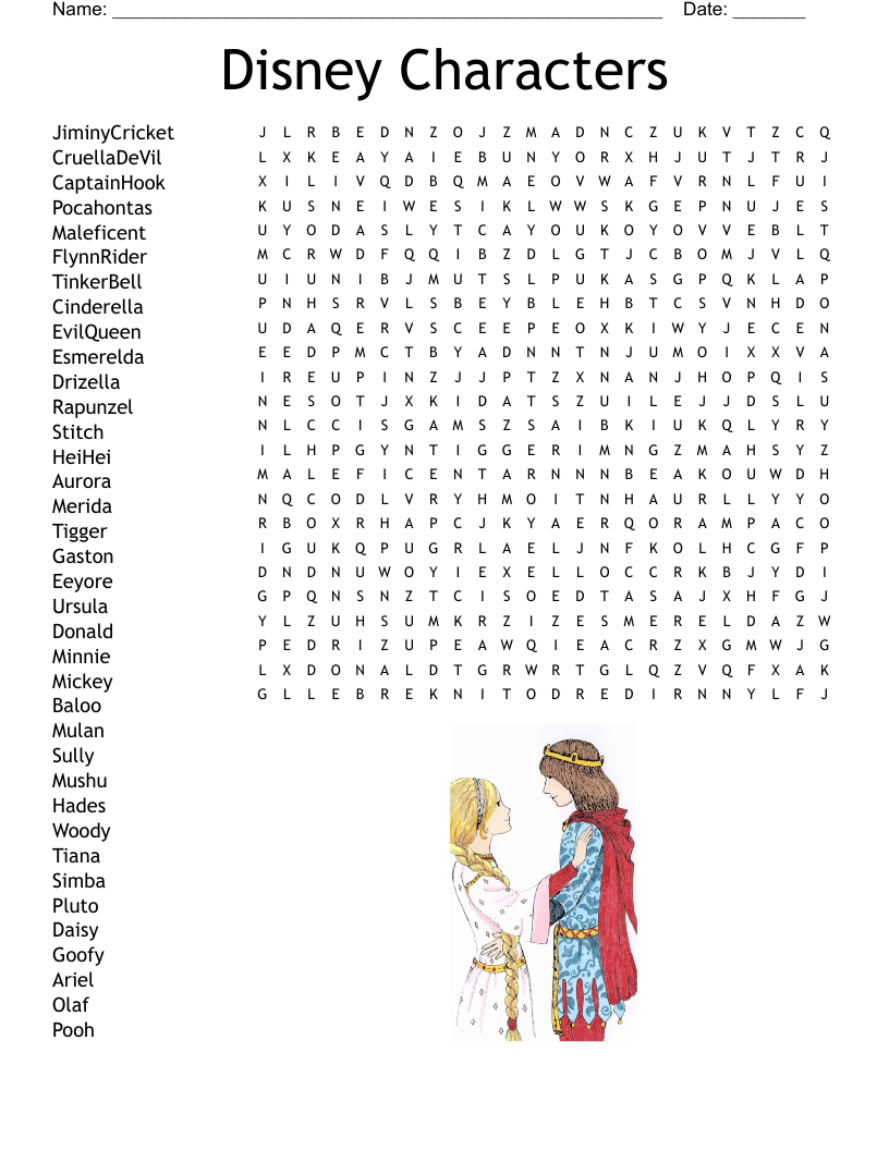 Easy Disney Word Search Printable