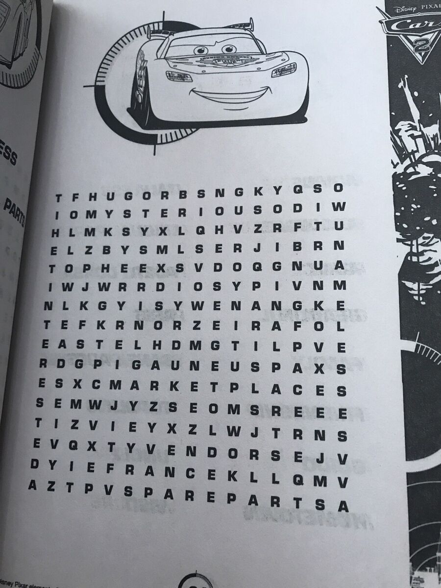 disney pixar cars 2 activity word search puzzles ebay
