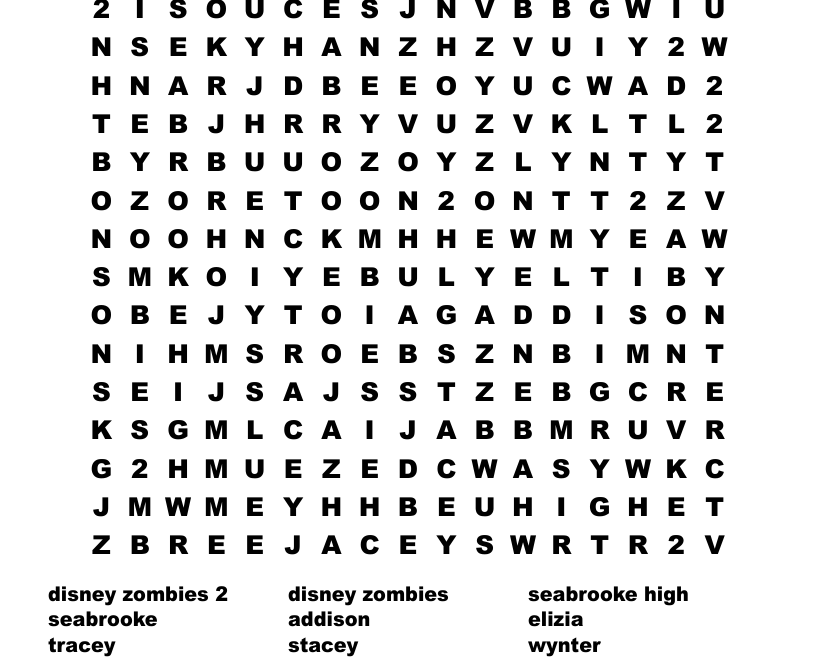 Disney Zombies Word Search WordMint