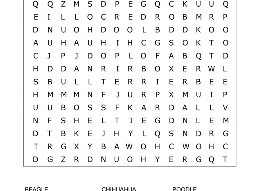 Dog Breeds Word Search Puzzle In Large Print Etsy