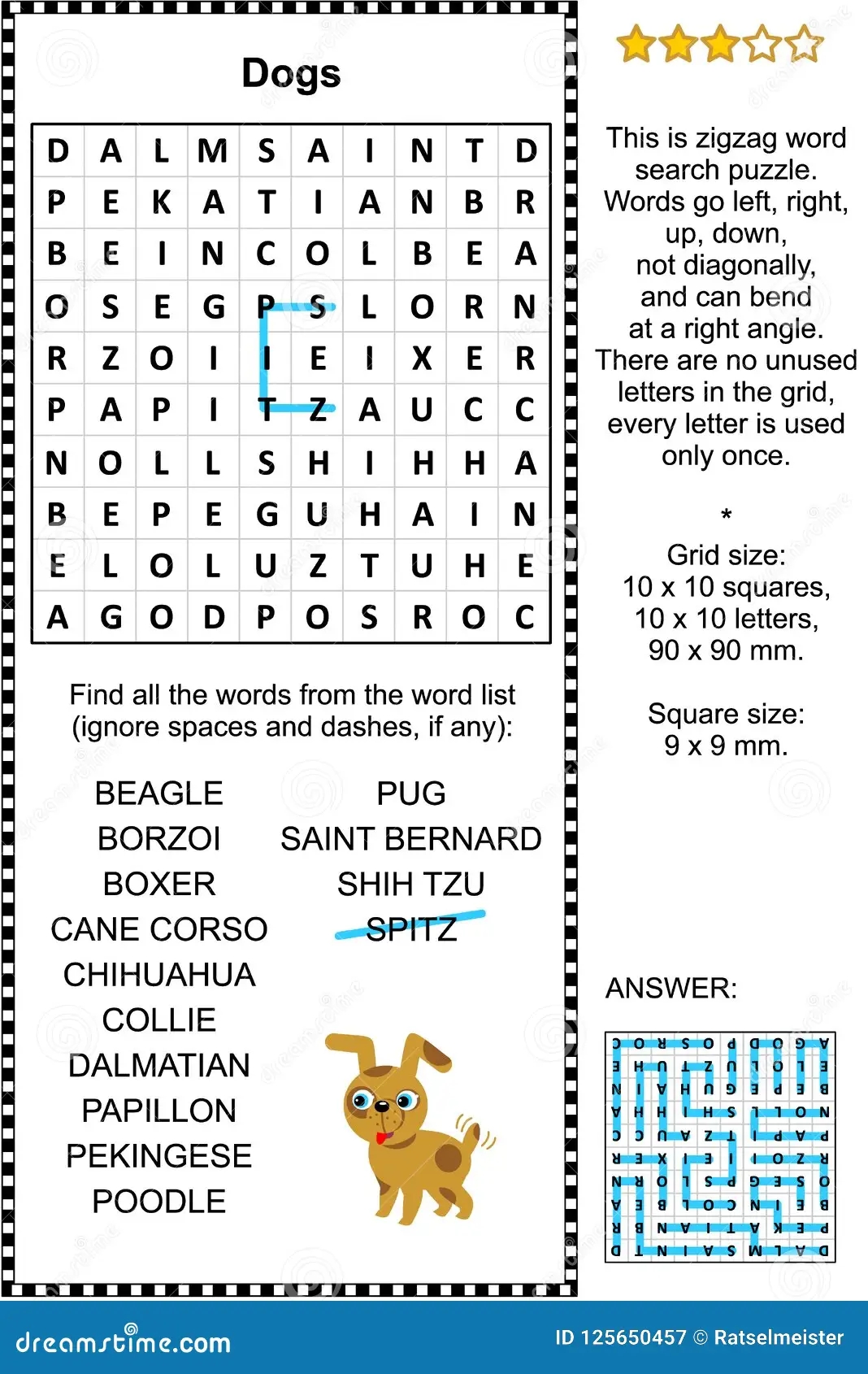 Printable Word Search Dog Breeds