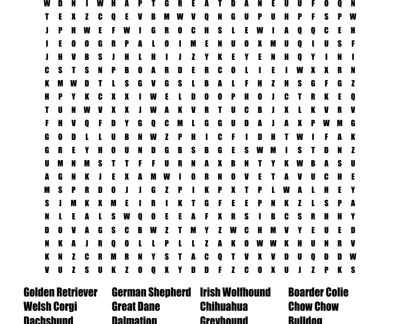 Dog Breeds Word Search WordMint